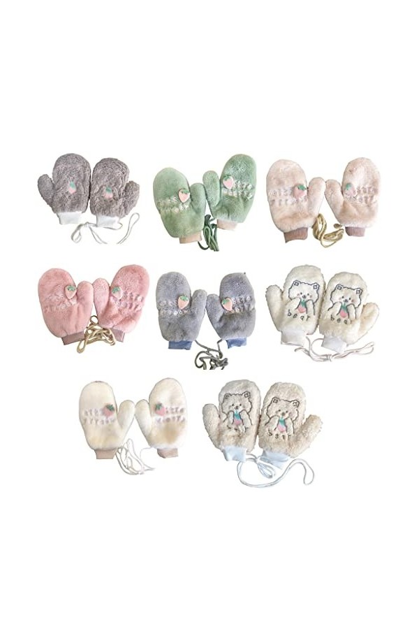 Moufles dhiver avec cordon pour enfants - Pour garder au chaud - Pour la marche, le cyclisme, 3, 3