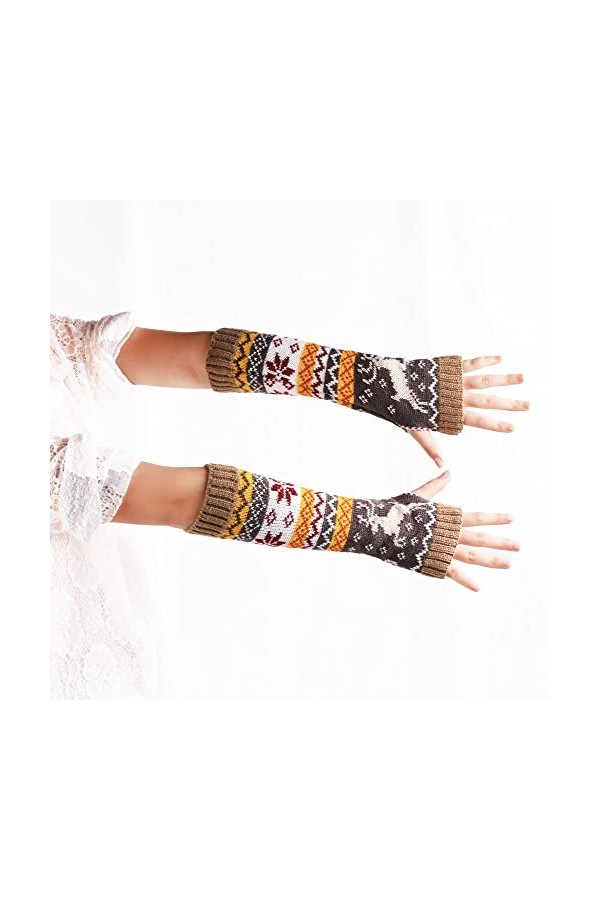 Liyinco Gants sans Doigts de cerf tricotés dhiver, Gants épais et Chauds pour Femmes, Gants de Dessin animé tricotés Gants d