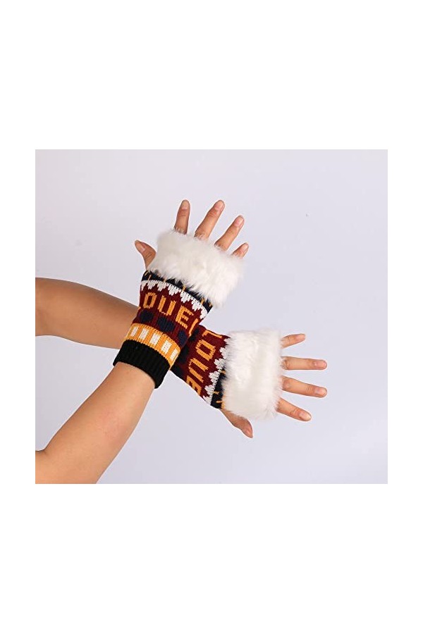 Gants sans Doigts Colorés pour Femmes, Gants Demi-Doigts Épaissis Chauds Tricotés dhiver, Gants De Marche Mignons pour Lécr