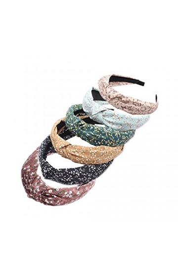 AIZIYIN Lot de 6 bandeaux élastiques unis pour femme ArchSmalFlower6 