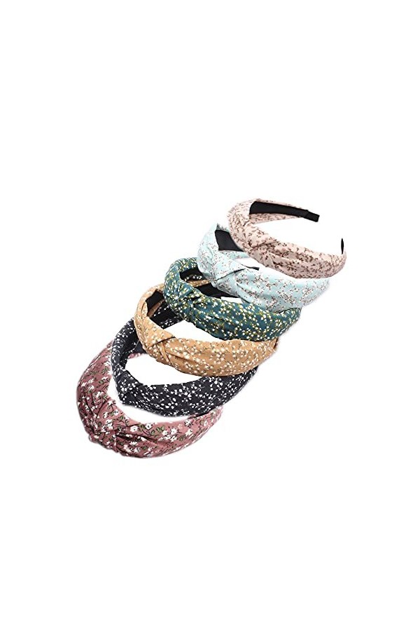 AIZIYIN Lot de 6 bandeaux élastiques unis pour femme ArchSmalFlower6 