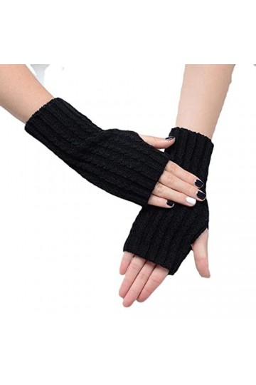 Liyinco Gants sans Doigts en Peluche élastique tricotés pour Dames, Gants sans Doigts tricotés Chauds pour lhiver, Gants Dem