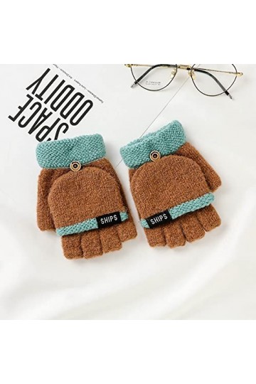 Liyinco Gants sans Doigts Mignons pour Dames, Gants sans Doigts Chauds en Peluche, Gants dhiver tricotés pour Bureau en Plei