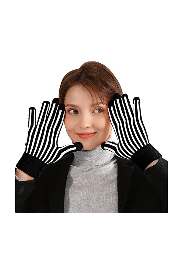 Gants dhiver tricotés Gants Vêtements Accessoires Gants dhiver Manchettes Gants en Tricot Extensible Noir Long Femmes Sans 