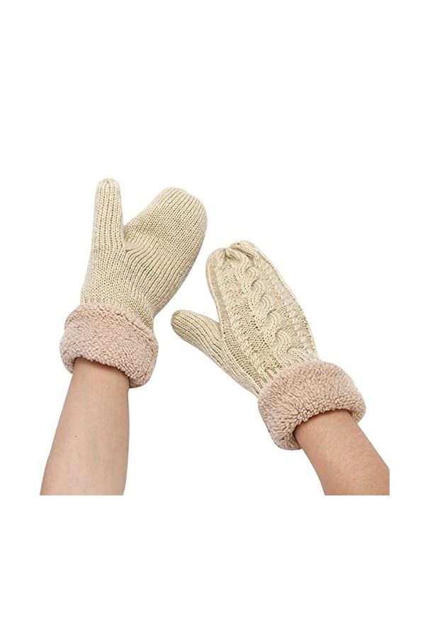 Chauds avec Doublure en Polaire Moufles Femmes Mode tricoté en Peluche Torsion Coupe épaissi Doigts Plus Polaire Gants Mitain