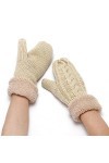 Chauds avec Doublure en Polaire Moufles Femmes Mode tricoté en Peluche Torsion Coupe épaissi Doigts Plus Polaire Gants Mitain