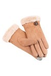 KhG386 Gants chauds en polaire pour femme Marron Taille unique, marron, Taille Unique