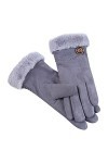 KhG386 Gants chauds en polaire pour femme Gris Taille unique, gris, Taille Unique
