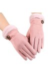 KhG386 Gants chauds en polaire pour femme avec nœud mignon et antidérapant Rose Taille unique, rose, Taille Unique