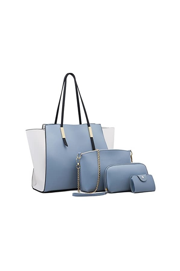 FANDARE Femme Sac à Main Sac à épaule Ensemble 4 pièces avec Sac à bandoulière Pochette Portefeuille Sacs Portés Sac Cabas Vo