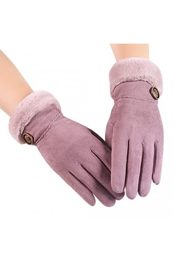 KhG386 Gants chauds en polaire avec nœud pour femme Violet Taille unique, violet, Taille Unique
