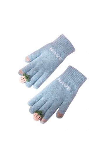 Gants Hiver Femme Stretch Hiver Doux Gants en Tricot Gants Chaud Coupe-vent Epais Gants Chauds Mitaines Tricotées Gants Trico