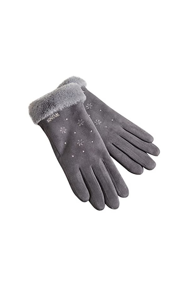 KhG384 Gants chauds en polaire pour femme Gris Taille unique, gris, Taille Unique