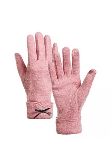 Gants coréens en peluche épaisse pour le cyclisme avec nœud en peluche Nqb227 rose, taille unique 