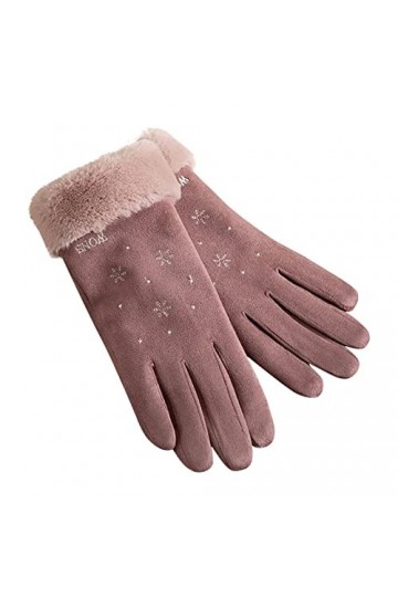 KhG384 Gants chauds en polaire avec nœud pour femme Violet Taille unique, violet, Taille Unique