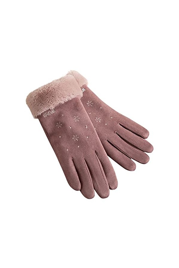 KhG384 Gants chauds en polaire avec nœud pour femme Violet Taille unique, violet, Taille Unique