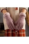 KhG384 Gants chauds en polaire avec nœud pour femme Violet Taille unique, violet, Taille Unique
