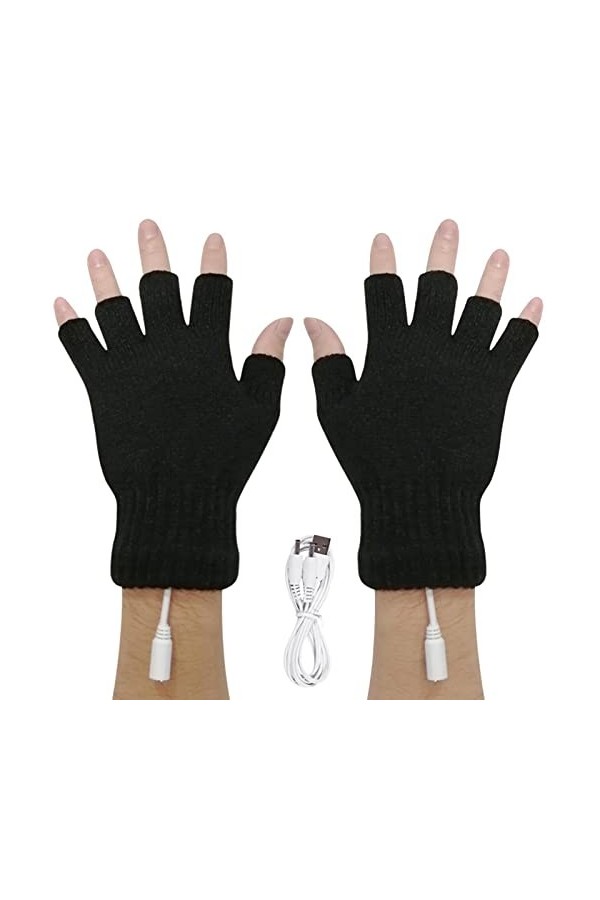Gants chauffants rechargeables, moufles chauffantes rechargeables par USB, gants tricotés USB pour ordinateur portable, gants
