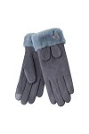 KhG385 Gants chauds en polaire pour femme Gris Taille unique, gris, Taille Unique