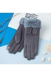 KhG385 Gants chauds en polaire pour femme Gris Taille unique, gris, Taille Unique