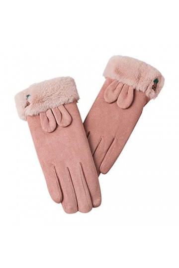 KhG385 Gants chauds en polaire pour femme avec nœud mignon et antidérapant Rose Taille unique, rose, Taille Unique