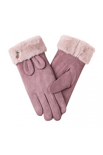 KhG385 Gants chauds en polaire avec nœud pour femme Violet Taille unique, violet, Taille Unique