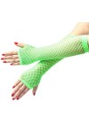Briskorry Mitaines longues en résille sans doigts pour femme - Chauffe-doigts - Mode Fishnet - Longueur sans doigts - Gants d