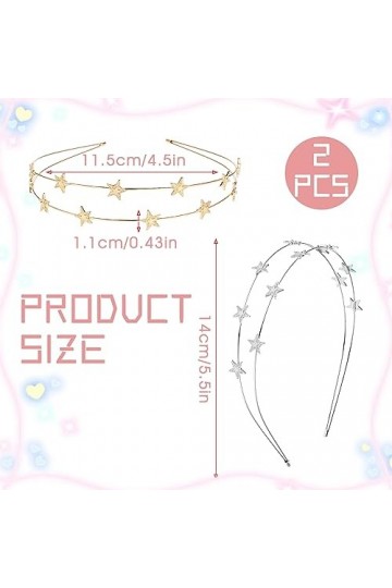 WLLHYF Bandeau étoile, bandeau étoile en métal strass alliage casque décoratif cristal cheveux cerceau or argent accessoires 