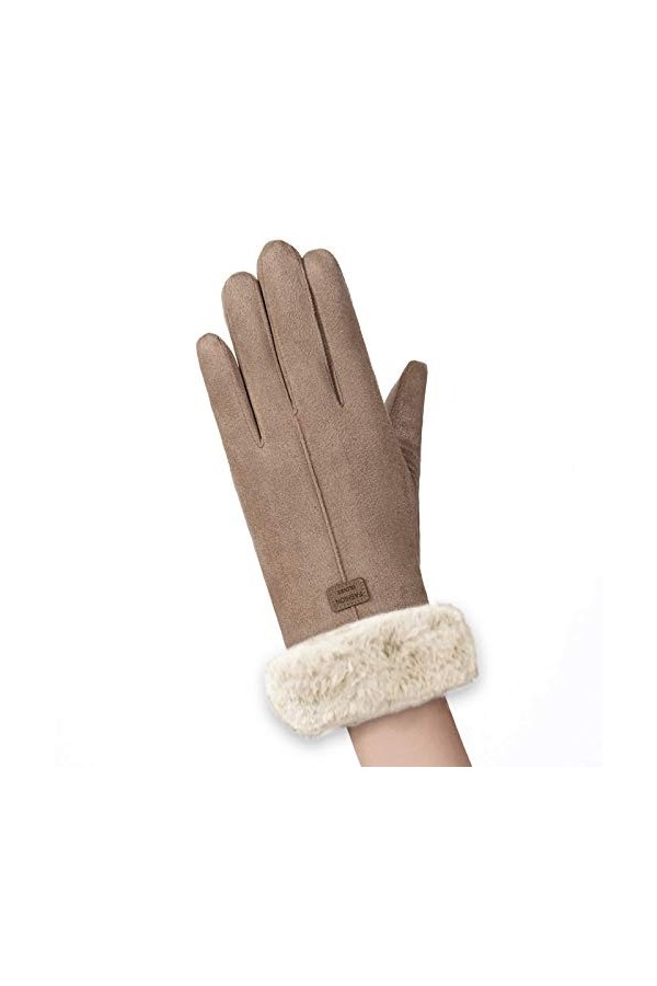 Gants dhiver doublés de chaleur pour femmes - Gants dextérieur pour filles - Mitaines convertibles kaki, taille unique 