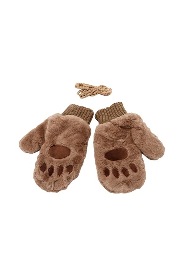 Generisch Gants demi-doigts pour femmes Gants de chat de dessin animé mignon Gants dhiver Épais et chauds individuels Sac cr