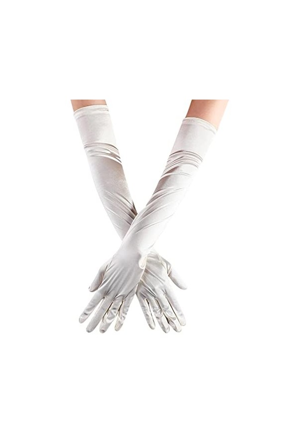 Gants longs en satin pour femme - Pour la danse des années 1920 - Pour temps froid