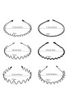 Hanyousheng 6 Pcs Serre Tete en Métal, Bandeaux Ondulés Élastique, Multi-style Noir Antidérapant Métal Cerceau de Serre Tete,