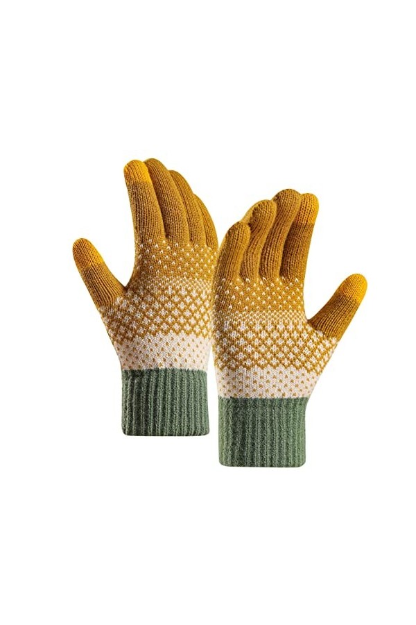 Gants dhiver pour femme - Gants chauds en tricot - Poignets élastiques - Gants dhiver pour textos - Moufles pour femme - Ch