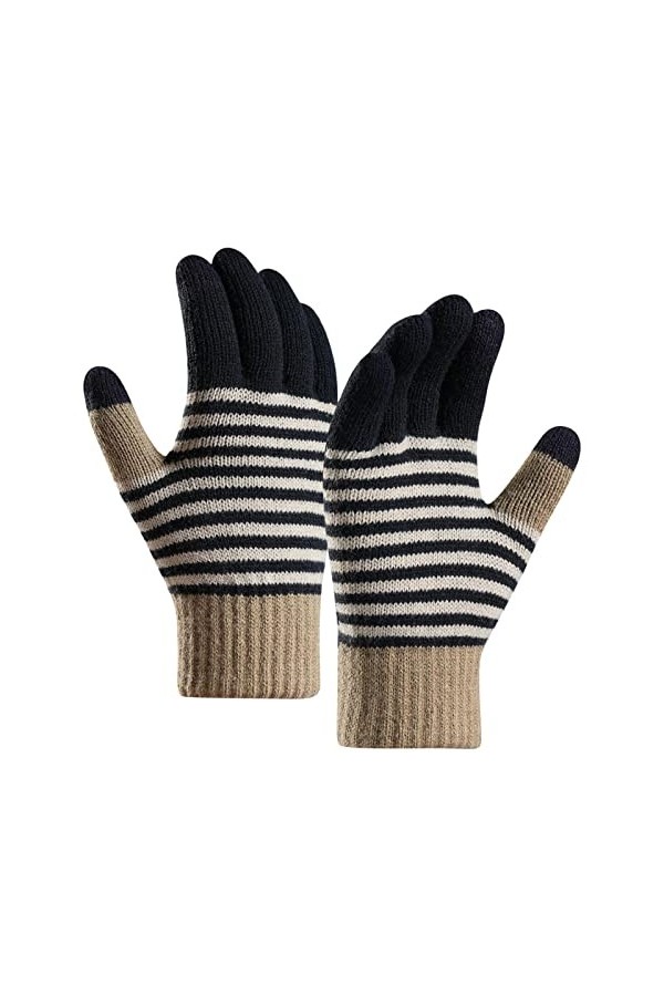Gants dhiver pour femme - Gants chauds en tricot - Poignets élastiques - Gants dhiver pour textos - Moufles isolées par tem
