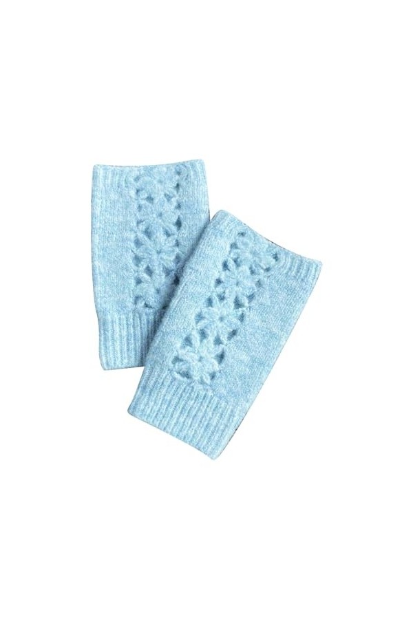 Mitaines dhiver en laine mélangée de couleur unie pour femme, bleu clair, taille unique