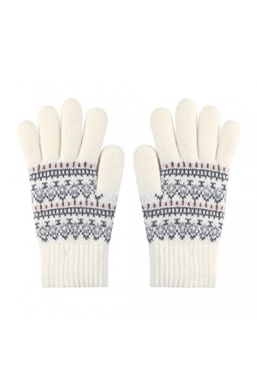 CIVMO Gants dhiver chauds en tricot avec fleurs de neige - Cadeaux de Noël pour femme - Moufles pour femme - Chauffants par 