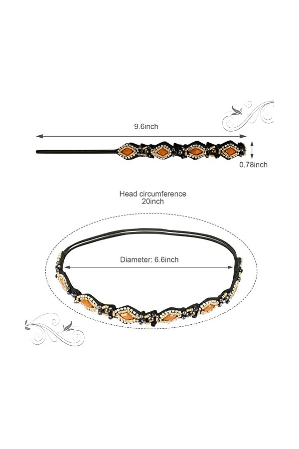 Bandeaux Élastiques, XiYee 5 Pièce Strass Bandeaux Élastiques Bohême Elastiques Bandeaux avec Cristal Strass Bijoux Bandes po