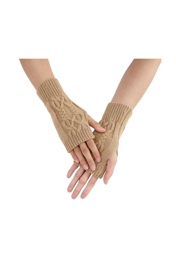 HERSIL Mitaines Mitaines Mitaines Tricot Chaud Femme Moufles Convertibles Mode Fleurs Latex Manchettes, jaune, Taille unique