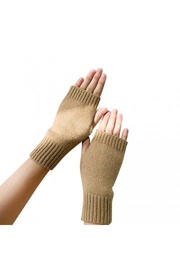 Keepwin Mitaines en laine tricotées pour femme - Automne et hiver - Couleur unie, E, taille unique