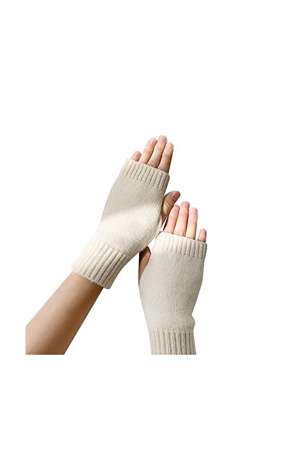 Keepwin Mitaines en laine tricotées pour femme - Automne et hiver - Couleur unie, E, taille unique