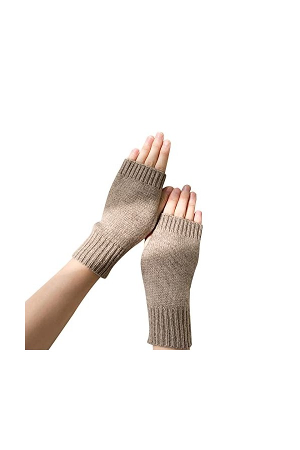 Keepwin Mitaines en laine tricotées pour femme - Automne et hiver - Couleur unie, E, taille unique