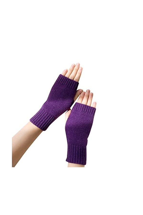 Keepwin Mitaines en laine tricotées pour femme - Automne et hiver - Couleur unie, E, taille unique