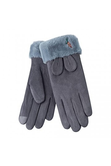 TjO815 Gants chauds en polaire avec nœud pour femme, gris, taille unique