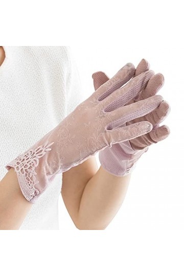 Yoaodpei Gants de crème Solaire Minces en Dentelle élégante, Printemps de la Soie de Glace Mince dété de Femme et à lautomn