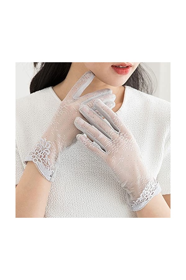 Yoaodpei Gants de crème Solaire Minces en Dentelle élégante, Printemps de la Soie de Glace Mince dété de Femme et à lautomn
