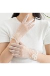 Yoaodpei Gants de crème Solaire Minces en Dentelle élégante, Printemps de la Soie de Glace Mince dété de Femme et à lautomn
