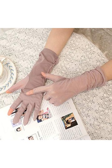 Yoaodpei Gants de Dentelle élégante Mince Sumle Soleil Soleil Conduite à Deux Doigts Ganton antidérapant Summer Extended Anti