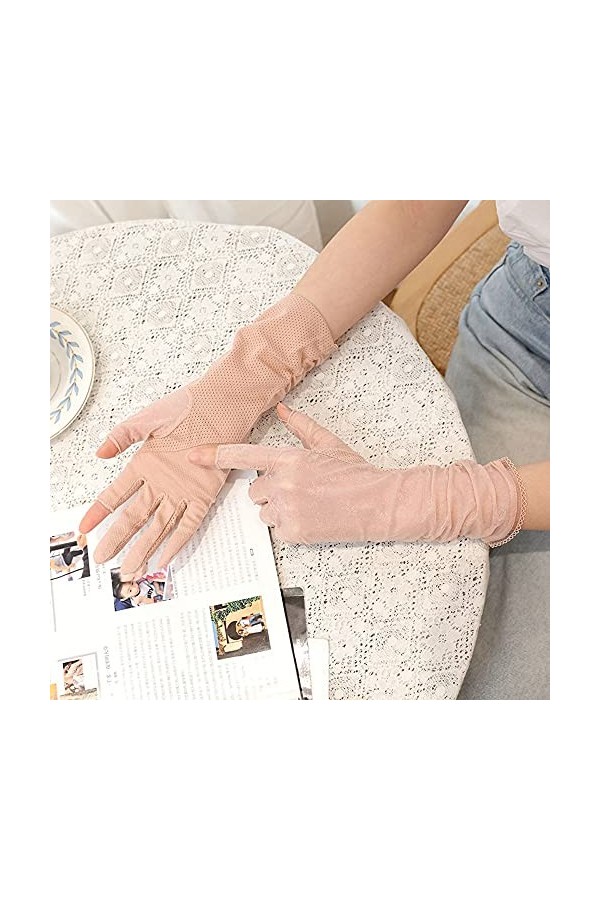 Yoaodpei Gants de Dentelle élégante Mince Sumle Soleil Soleil Conduite à Deux Doigts Ganton antidérapant Summer Extended Anti