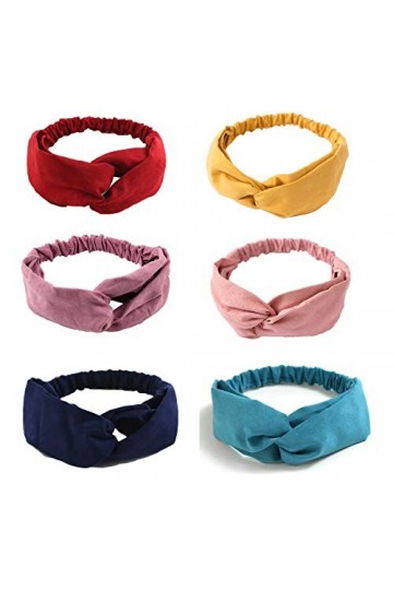 FILOWA Bandeaux Cheveux Femme Headbands Serre-Têtes Wrap Élastique Vintage Turban Boho Wax Fille Bande de Yoga Large Bleu Rou