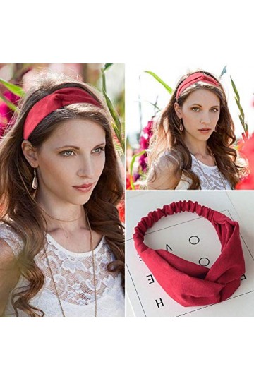 FILOWA Bandeaux Cheveux Femme Headbands Serre-Têtes Wrap Élastique Vintage Turban Boho Wax Fille Bande de Yoga Large Bleu Rou